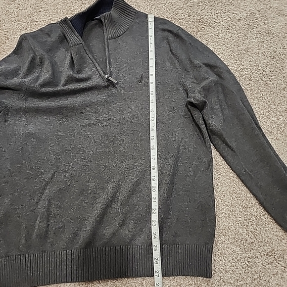 Nautica Mens Large Gray 1/4 Zip Pullover Sweater - Picture 7 of 8